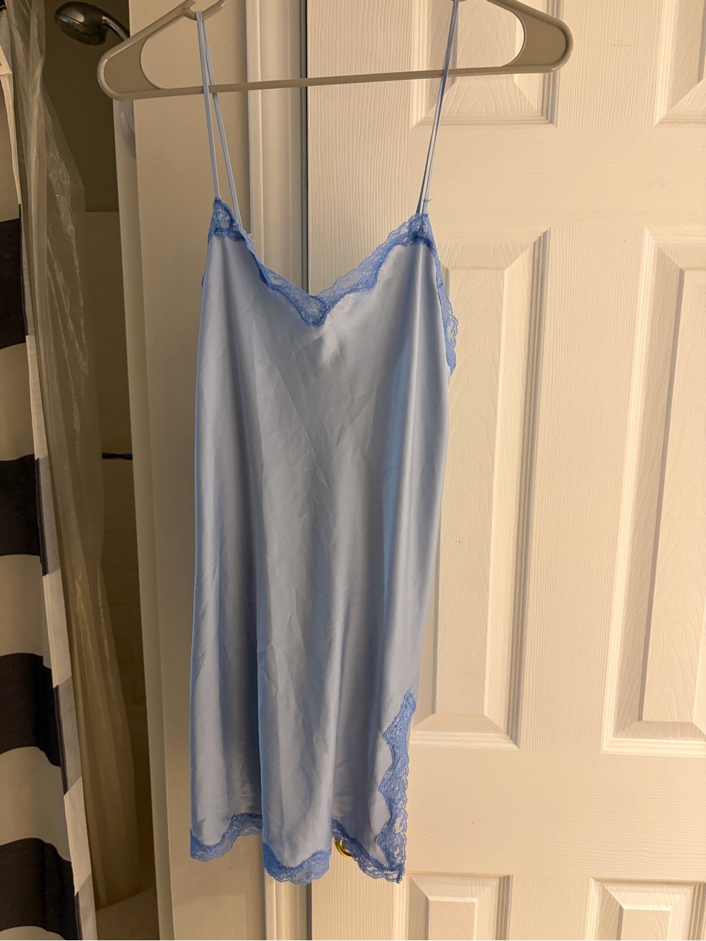 Victoria's Secret Pale Blue Lace-Trim Slip and matching robe small vintage